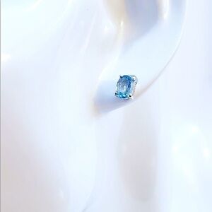 Sterling Silver Blue Zircon Stud Earrings